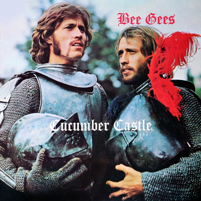 Bee Gees, cucumber castle, barry and robin gibb wearing suits of armor