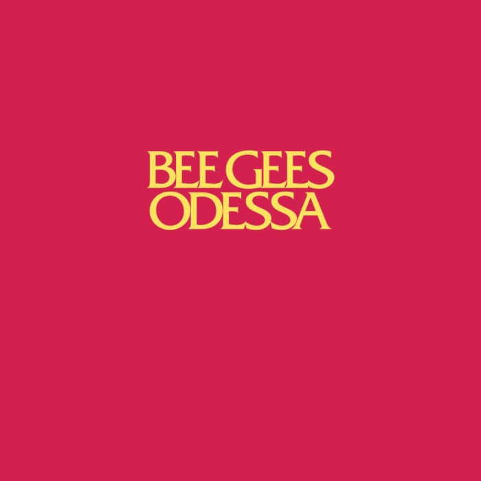 Bee Gees odessa written in yellow on a red background
